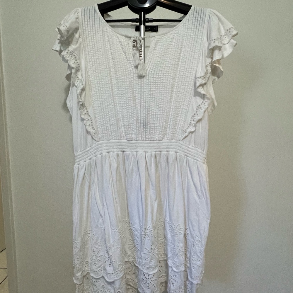 Lauren Ralph Lauren White Ruffle Mini Dress